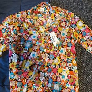 Multi Colored Flower Button Up